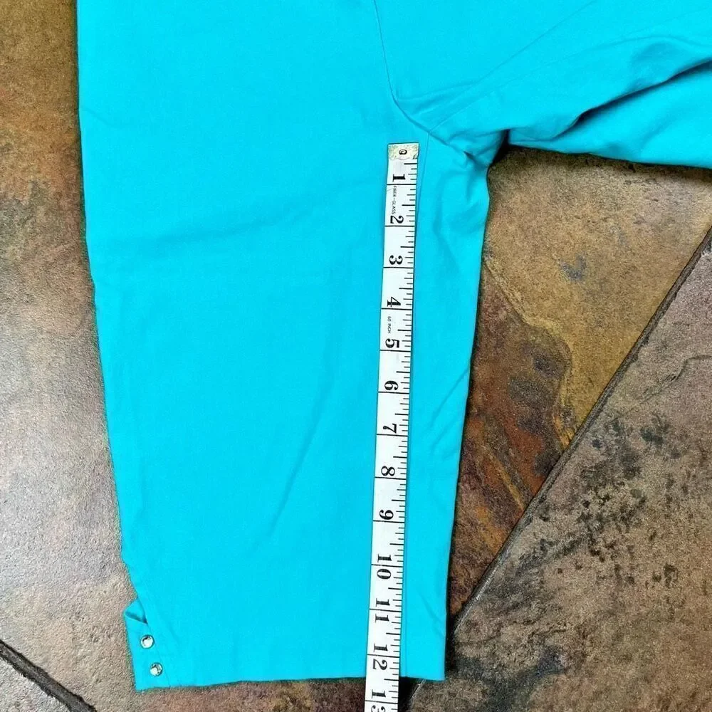Tribal Turquoise Long Pull-On Elastic Waist Rhinestone Embellished Shorts 2